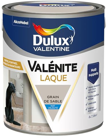 Dulux Valentine Peinture Laque Valénite Intérieur et Extérieur Multi-supports - Finition parfaite et lisse, Formule Haute Résistance - Mat Grain de Sable 2 L