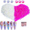 Lot de 5200 strass AB à dos plat pour l'artisanat - Cristaux AB ronds - 2 couleurs - Pierres précieuses avec clou rose - Résine transparente - Pour décoration d'ongles, bijoux, bricolage, artisanat,