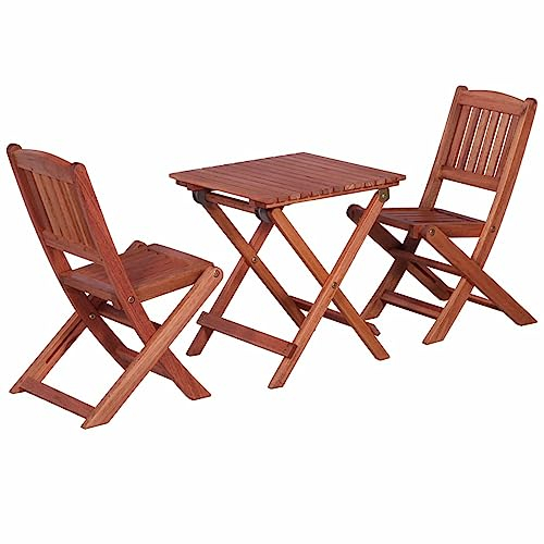 ShCuShan 3-TLG. Bistro-Set GartenmöBel Set GüNstig Balkontisch Bistrotisch Garten Sitzgruppe für Kinder Massivholz Eukalyptus