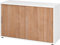bümö Schiebetürenschrank 2OH - Aktenschrank abschließbar, Sideboard Schrank mit Schiebetüren in Weiß/Nussbaum, Bügelgriff - Büroschrank aus Holz mit Schiebetür, Büro Kommode für Ordner & Co.