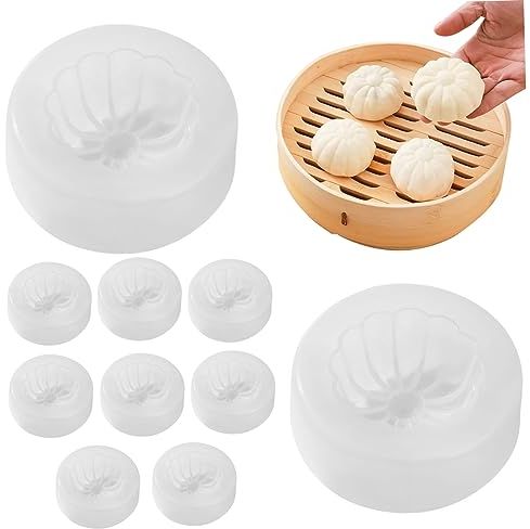 CUCUFA Baozi Maker 10pcs Nicht-Stick glatt waschbar gedämpftes gefülltes Brötchen Knödel Schimmel DIY PP Food Grade Kuchengebäckmomano Maker für Home Kitchen Restaurant, Knödel Schimmel