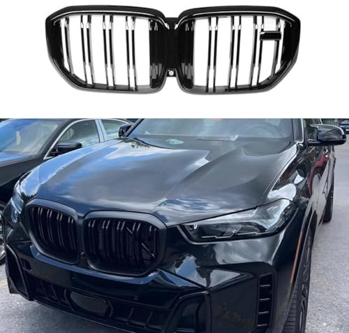Auto Front Niere Stoßstange Grill Facelift Für BMW G05 LCI X5 2023 2024 Glanz Schwarz Kühlergrill Mit Kamera Loch Zubehör,Gloss Black
