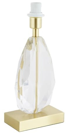 Happy Homewares Modern Designer Clear K9 Faceted Crystal Glass Table Lamp Base with Brushed Gold Base | 31cm Height | Teardrop Shape Body
