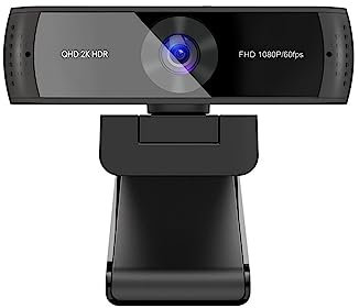 EKOUQIN Webcam Webcam QHD 2K HDR 30FPS Webcam Autofocus 1080P 60FPS Caméra Web avec micros antibruit et Couverture de confidentialité for Le Direct des Images Plus Lumineuses