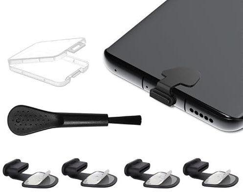AUZOSL USB C Staubschutzkappe, Silikonhülle mit Reinigungsbürste und Aufbewahrungsbox, kompatibel mit iPhone, Samsung, Xiaomi, Motorola