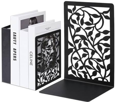 Bookends for Shelves, Tree Book Ends Decorative Bookends for Heavy Books Stoppers, Black Unique Book Holder for Shelf Shelves Home Office School, 1 Pair