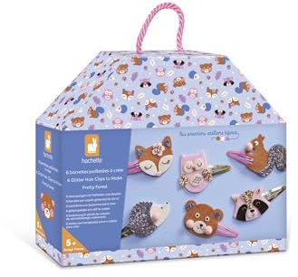 Janod - Coffret 6 Barrettes à Créer - Animaux de la Foret - Les Ateliers Bijoux - Kit Loisir Créatif Enfant - Apprentissage Motricité Fine et Créativité - Dès 5 Ans - J09180