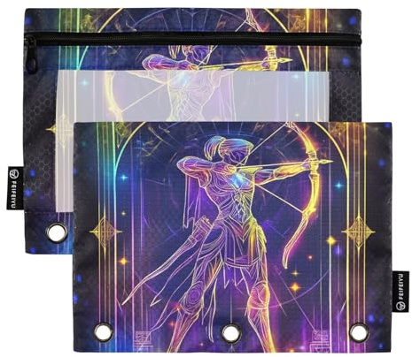 KLL Glowing Archer Tarot-Federmäppchen, weiches Federmäppchen für 3 Ringe, Ordner mit Binderlöchern, für Bürobedarf