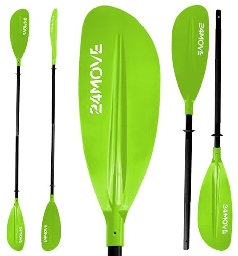 24MOVE® Doppelpaddel LAGO Paddel 220cm Kanupaddel Aluminium, Stand-Up Paddling, Paddel für Kajak, Schlauchboot, verstellbar, grün