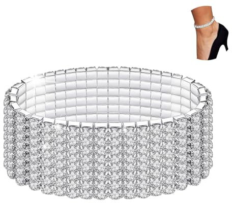 LucBuy Brillant Scintillement Diamant Cheville Élastique Bling Brillant Pied Bijoux Bracelet de Cheville De Mariée D'été Bijoux Cheville (A4)
