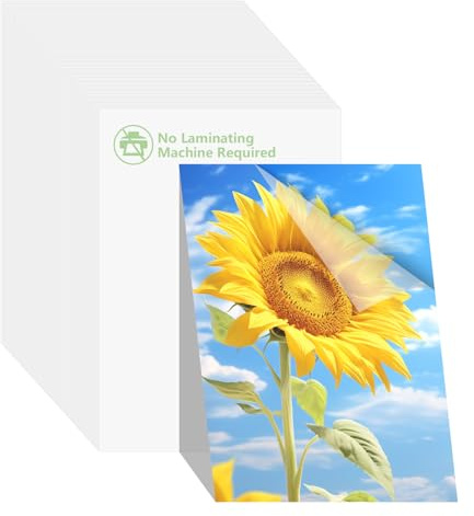 FWEEK 75 Stück Selbstklebende Kaltlaminierfolien A4 für Fotos und Karten | Transparente Folien für Dokumente, Bastelarbeiten und Fotos