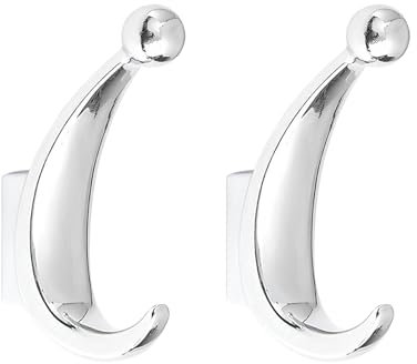 Yundoza Door Hooks Screw in, 2 Pack Metal Bathroom Towel Hook for Coat Robe Keys Clothes Bags(Chrome)