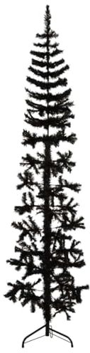 Home & Garden Furniture-Slim, albero di Natale artificiale con supporto, nero, 180 cm