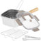 NQYZZFA Sartén Cuadrada De Acero Inoxidable Con Tapa Y Cesta Para Freír, Con Revestimiento Antiadherente Ultra, Freidora Cuadrada Portátil Para Freír Pescado, Pollo Y Papas Fritas.,Plata