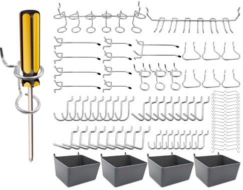 780g Pegboard Hooks – Garage Organizer, Utility Hooks | 80Pcs Metal Peg Board Accessories Kit, Peg Locks and Tool Hangers, Fits 1/8 1/4 Inch Pegboards in Workshop Storage Wall Systems