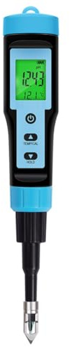 Asyduey Lebensmittel-PH-Meter, 0,00–14,00 PH, Hochpräziser Temperatur-PH-Tester, Sensor, Säureanalysator für Fleisch, Konserven, Käse, Teig, Wasser, Langlebig, Einfach zu Verwenden B