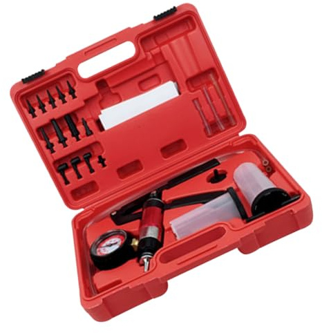 Alipis Pompe Vide Manuelle Portable avec Manomètre Kit de Purge de Freins pour Véhicules Pompe Transfert Liquide et Test Vacuum Outil pour et Carburant Protection Vapeur Boîte Rouge