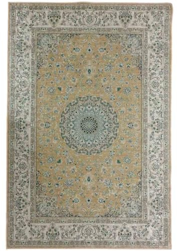 Pierre Tappeti Economy Silk 2496 Teppich Gold für Wohnzimmer, orientalisches Design, glänzendes Vlies mit Seidenoptik, Maße 140 x 200 cm