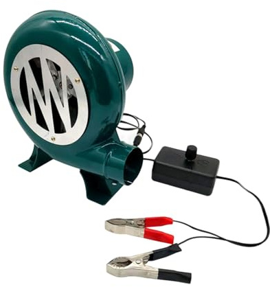Soffiatore d'aria portatile per esterni, 12 V, 120 W, con funzione di regolazione della velocità, adatto per barbecue, cottura a falò, con velocità variabile