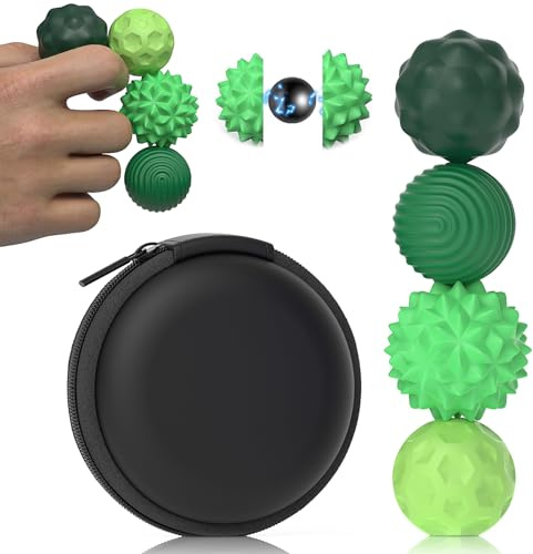 4 Stück Magnetische Fidget Toys, Magnetkugeln Stressball Silikon Sensorik | Magnetische Anziehungskraft Stress Bälle mit Silikonhülle, Sensory Toy, Anti-Stress Fidget Toys für Stress, Angst