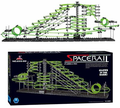 Space Rail Level 6 Kugelachterbahn Bausatz, 867 Teile Leuchtender Kugelbahn Baukasten Marble Run Set Selbstbau für Erwachsene