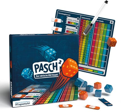Simon und Jan Pasch Hoch 2 – Taktisches Würfelspiel Für Erwachsene & Familien | Strategische Kniffel-Alternative | Spiel Mit Magnettafel | Gesellschaftsspiel 2–5 Spieler