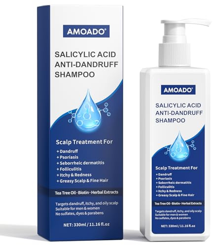 Salicylic Acid Anti Dandruff Shampoo with Tea Tree Oil, Controls Flakes & Soothes Itchy, Red Scalp, Targets Greasiness & Scalp Bumps for Men & Women, 330ml
