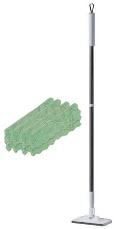 Wischmopp Mit Druck-Klemm-System, Wischer Mop Ohne Händewaschen Mit 2 Wischtüchern, Automatisches Klemmtuch 360° Drehbarem Wischkopf Bodenwischer Für Haushalt 100x16x8,5 cm
