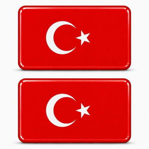 3D Länderflaggen Aufkleber Sticker Emblem Flagge Fahne Set 2 Stück – Mini Gel Auto Motorrad Helm Laptop Handy Koffer – Wasserdicht Selbstklebend 18x11mm (Türkei TR)