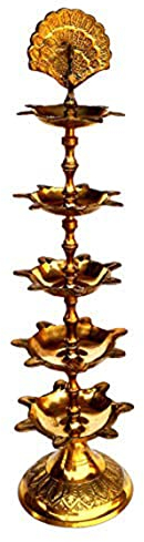Rastogi Handicrafts Diya (Puja-Lampe) aus reinem Messing, Hindu-Puja-Artikel, Diyas, Deepak-Öllampe