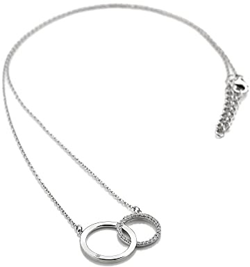 Hot Diamonds Bliss Interlocking Circle Necklace of Length 45cm with White Topaz Gemstones