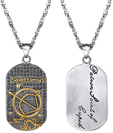 PROSTEEL Anhänger Halskette, Sternbilder Sternzeichen Schütze Dog Tag Erkennungsmarke Anhänger mit Kette, Edelstahl Horoskop Astrologie Halsschmuck