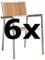 ASS 6Stk Designer Gartenstuhl mit Armlehne Gartensessel Stapelstuhl Stapelsessel Sessel Kuba-Teak Edelstahl Teak A-Grade stapelbar sehr robust Gastroqualität