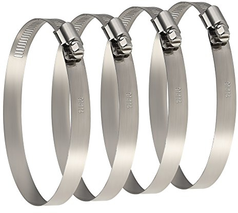 TUPARKA 4 Pack Large Size Metal Hose Clips 91-114 mm Adjustable Ducting Clamps for Securing Hoses and Pipes Tube