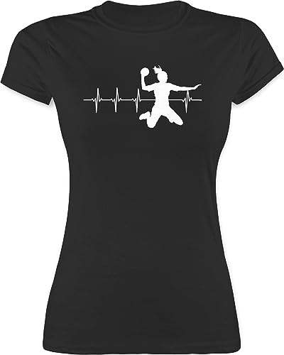 Shirt - WM 2023 Trikot Ersatz - Handball Herzschlag für Damen - L - Schwarz - Tshirt Frauen Shirts Handballer Geschenke t-Shirt, t halbball t-Shirts Outfit Handball, Baumwolle Geschenk Oberteile