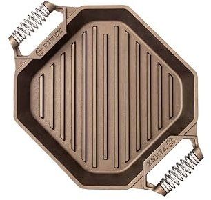 Finex 12 Cast Iron Grill Pan, Modern Heirloom, Handcrafted in The USA, Pre-Seasoned with Organic Flaxseed Oil