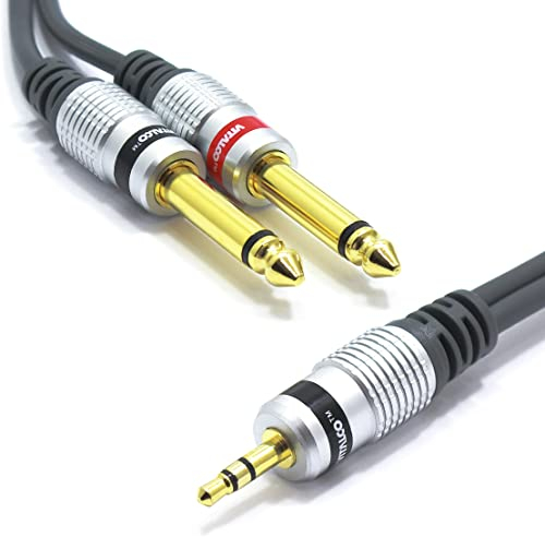 VITALCO Cable Audio Mini Jack 3,5 Estéreo a Doble Jack 6,3 Mono TS 1,5m Divisor Macho a Macho