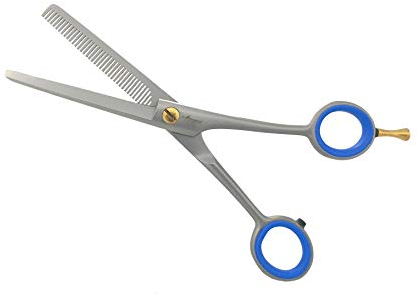 Modellierschere Friseur-Solinger Modellierschere-Friseurschere profi-Haarschere-Made in Solingen- zum Ausdünnen der Haare-1 x verzahnung-Edelstahl-MIT FINGER HAKEN- 6 zoll=15,5 cm