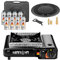 Mianova Campingkocher Outdoor Gaskocher Shisha BBQ Anzünder Grill Notfallkocher Gaskartuschen Gas Kocher Herd Set Grillplatte 8 Gasflaschen