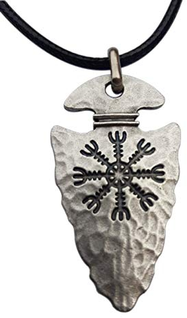 Pfeilspitzen kettenanhänger VIKINGS. Wikinger Schutzrune. Helm der Ehrfurcht Aegishjalmur, nordisch-keltischer Talisman Vegvisir Versilbertes. Fantasy, Cosplay Fan Geschenke. Handgefertigtes Juwel