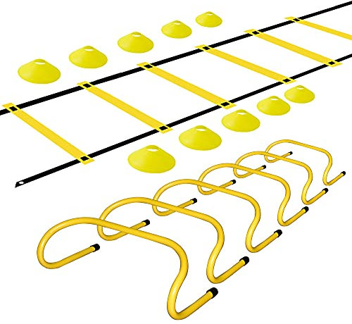 TNZMART Sports Speed Agility Trainingsset Agility Leiter Hürden Set ausgestattet mit 10 Scheiben Kegel