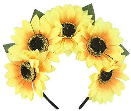 FOMIYES Sunflower Headband Flower Hair Hoop Women Floral Hair Band Hair Clips for Women Wedding Bridal Beach Hair Decoration