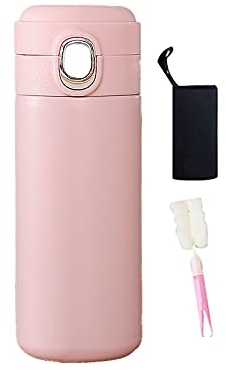 JSSEVN Mug isotherme 400 ml Bouteille d'eau Bouteille isotherme Bouteille isotherme Bouteille de sport Conteneur à boissons froides Chaud Tasse à café Brosse Rose