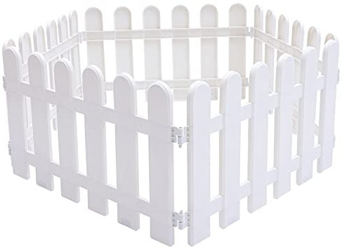 HEMOTON 5pcs Plastic Garden Pickets Fence Courtyard Edging Fences Guard Outdoor Guard Villa Path Panels Yard Patio Fences Border Landscape Decoration 30cm (White)