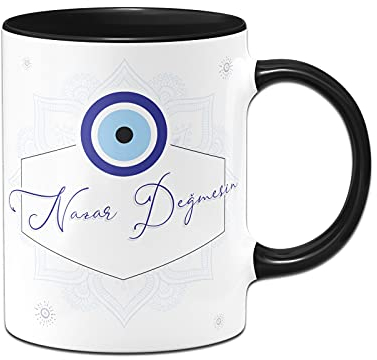 Tasssenbrennerei Original - Tasse mit Spruch: Auge Nazar Değmesin - Cezve, hediye olarak kupa (Schwarz)