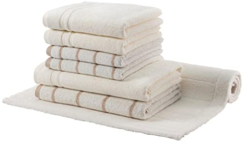 Egeria LINE Set mit Handtücher, Duschtücher und Badteppich 60x100cm 155 Ivory