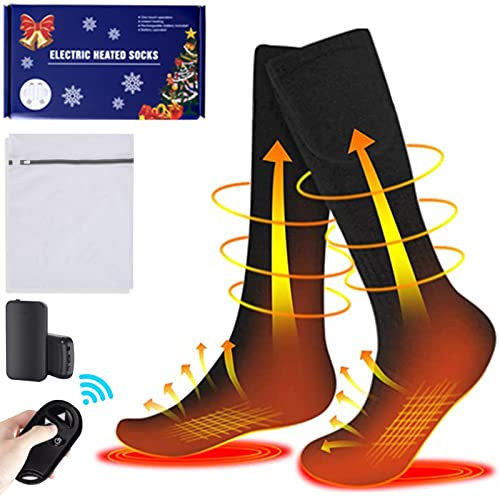 Chaussette Chauffante électriques, Thermiques Chaussettes avec 3 Réglages de Chaleur, Chauffe-Pieds Froids d'hiver Thermiques avec Batterie Rechargeable Type C 4000mAh 3,7V (A)