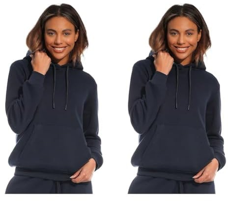 Light & Shade Women's Hooded Soft Touch Ladies Loungewear Hoodie Sweatshirt Top, Navy, M