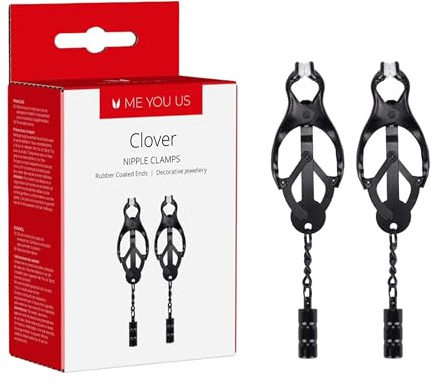 Me You Us - The Clover Steel Weighted Nipple Clamp with Rubber Coated Ends in Black