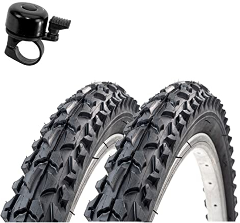 2 x Roverstone 24 Fahrradreifen Fahrradmantel schwarz 57-507 (24x2,125) inkl. Fahrradklingel